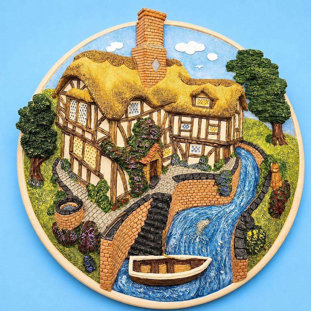 David Winter Cottages "Cottage On The Riverbank" Wall Hanging -852